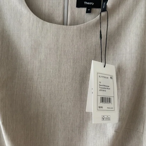 NWT Theory Sleeveless Fitted Dress in Good Wool in Sand Melange - Size 10